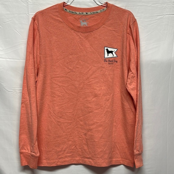 The Black Dog Mens MV Homeport Coral Heather Longsleeve Tee Size S - Picture 2 of 5